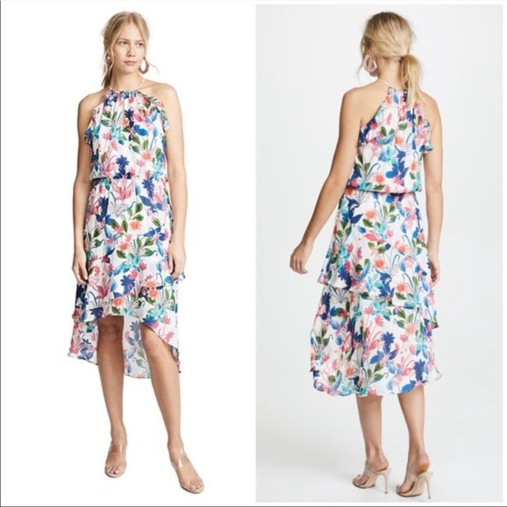 New Parker Saylor Floral Silk Dress in Floral Fiesta